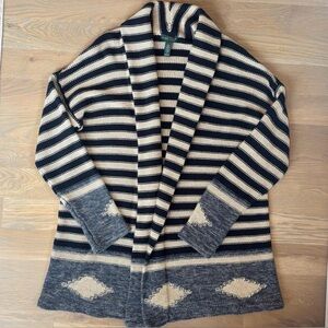 Ralph Lauren Striped Knit Cardigan in Navy & Cream